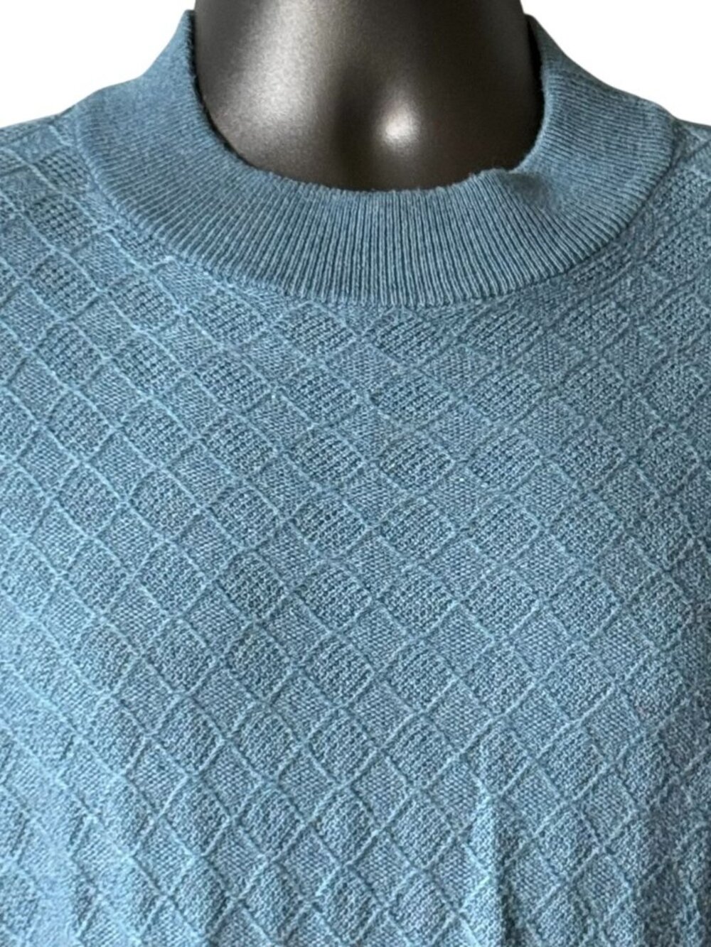 Vtg Paul Fredrick Mens S Sweater Ice Blue Diamond Silk Blend Long Sleeve Crew - Picture 4 of 16